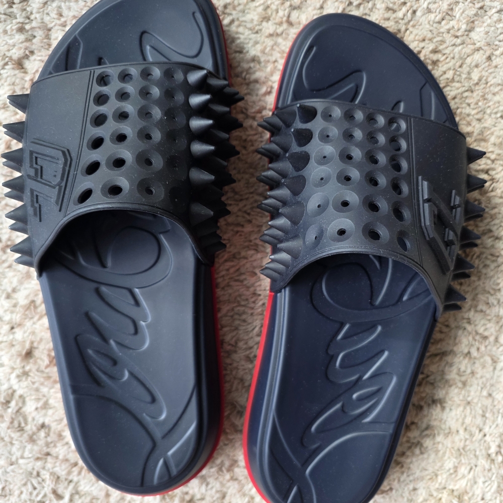 Christian Louboutin Black and Red Spiked Sandals
